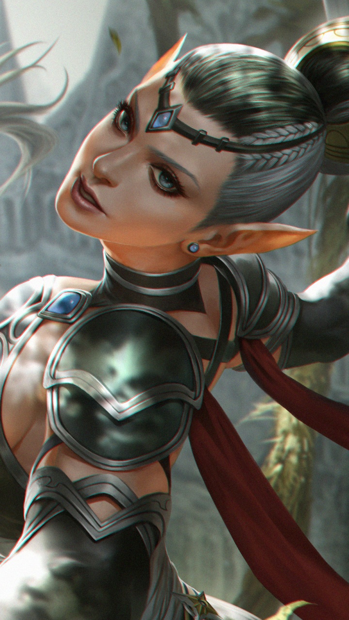 Frau im Roten Und Schwarzen Kleid Anime-Charakter. Wallpaper in 720x1280 Resolution