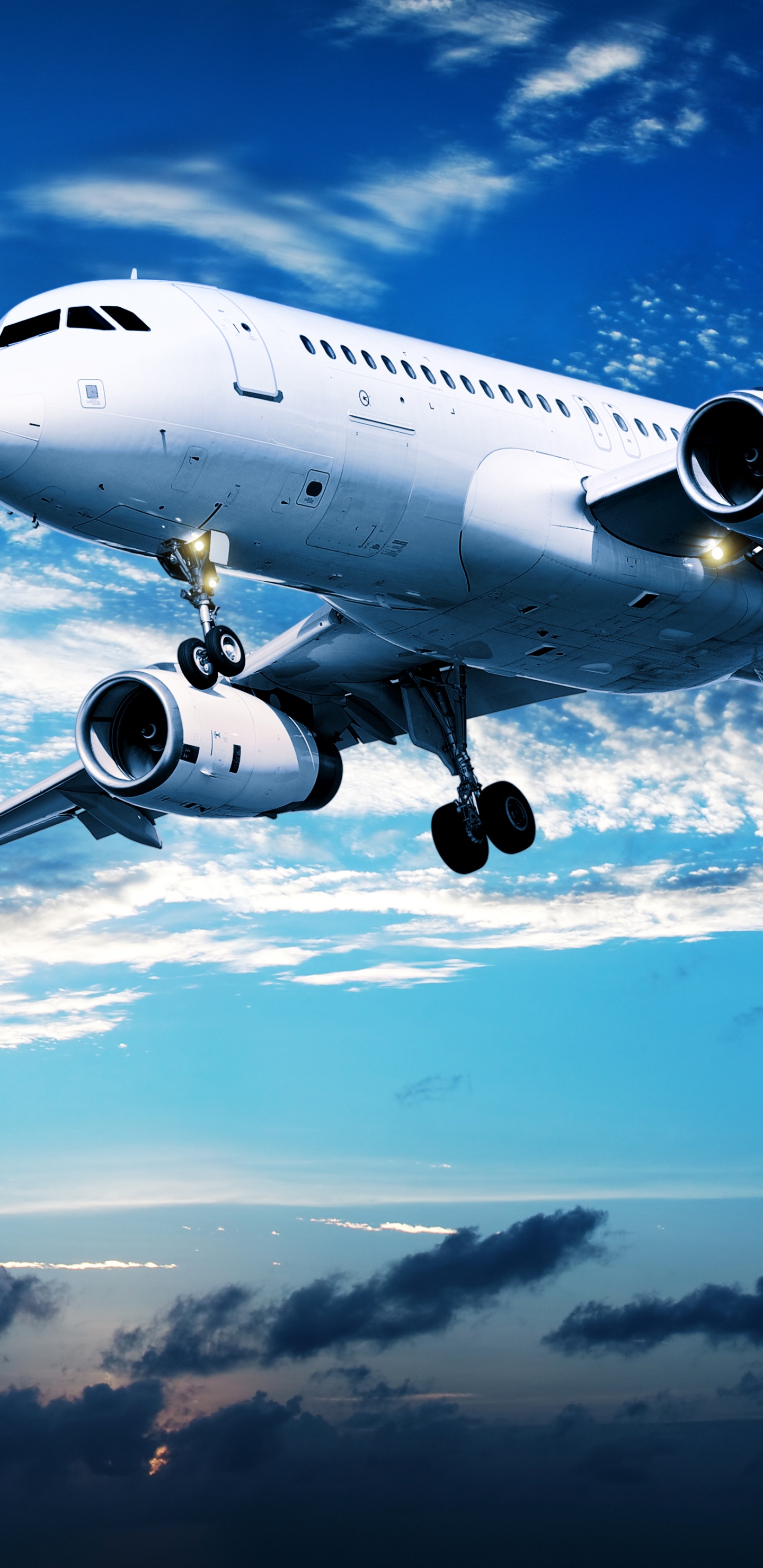 White and Blue Airplane Under Blue Sky During Daytime. Wallpaper in 1440x2960 Resolution