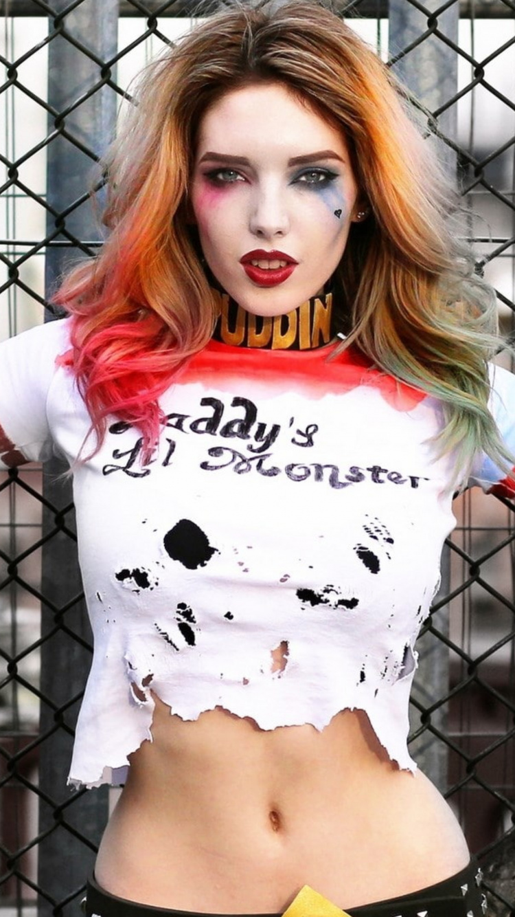 Harley Quinn, Lip, Arm, Shoulder, Muscle. Wallpaper in 750x1334 Resolution