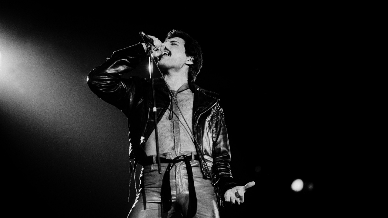 Freddie Mercury, Queen, Performance, Black, Microphone. Wallpaper in 1280x720 Resolution