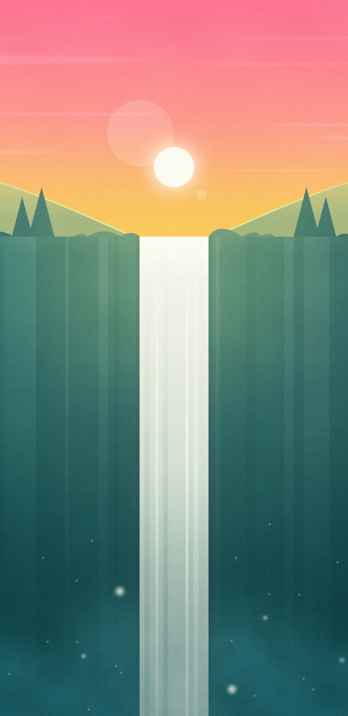 Animation, Landscape, Sunrise, Sunset, Horizon. Wallpaper in 1440x2960 Resolution