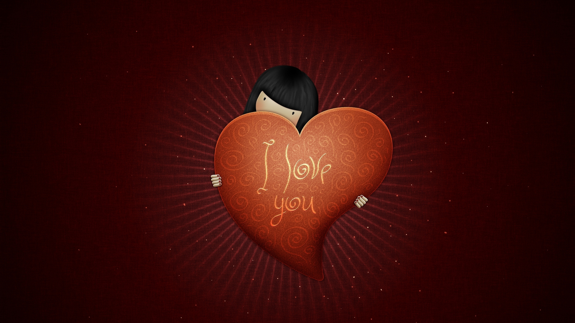 Chica Enamorada, Coraz, Rojo, Amor, el Día de San Valentín. Wallpaper in 1920x1080 Resolution