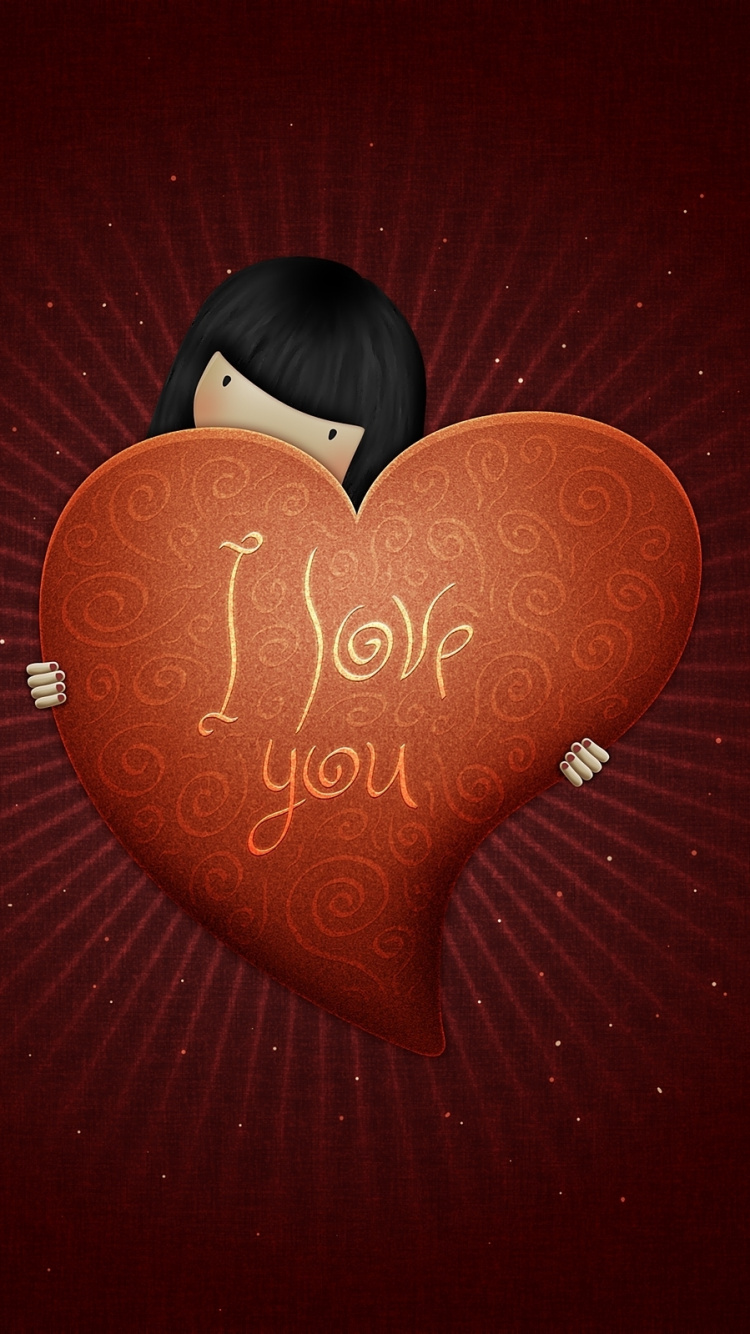 Girl in Love, Heart, Red, Love, Valentines Day. Wallpaper in 750x1334 Resolution