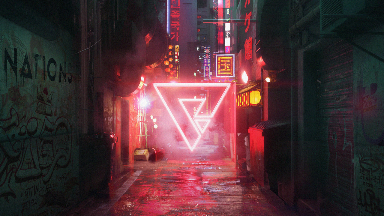 庞克, 艺术, 红色的, 光, 巷子里 壁纸 1280x720 允许