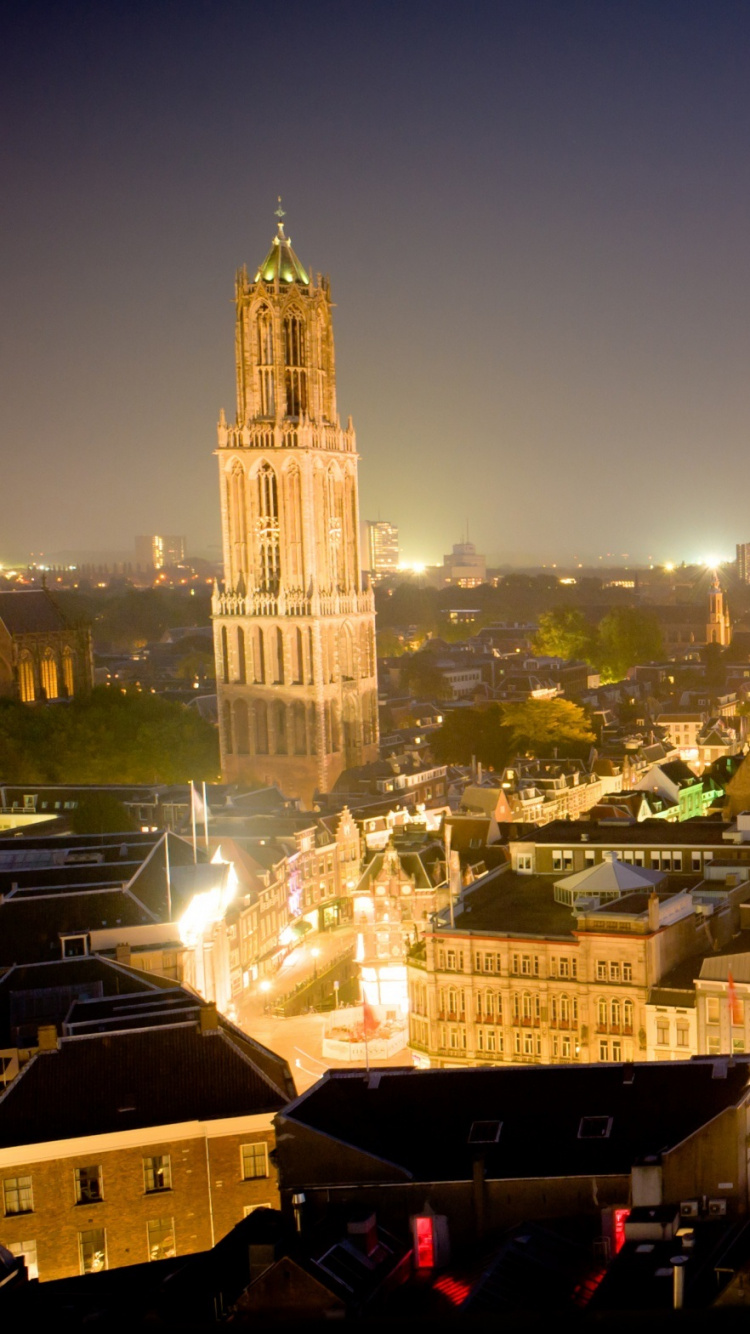 Luftaufnahme Der Stadt Bei Nacht Night. Wallpaper in 750x1334 Resolution