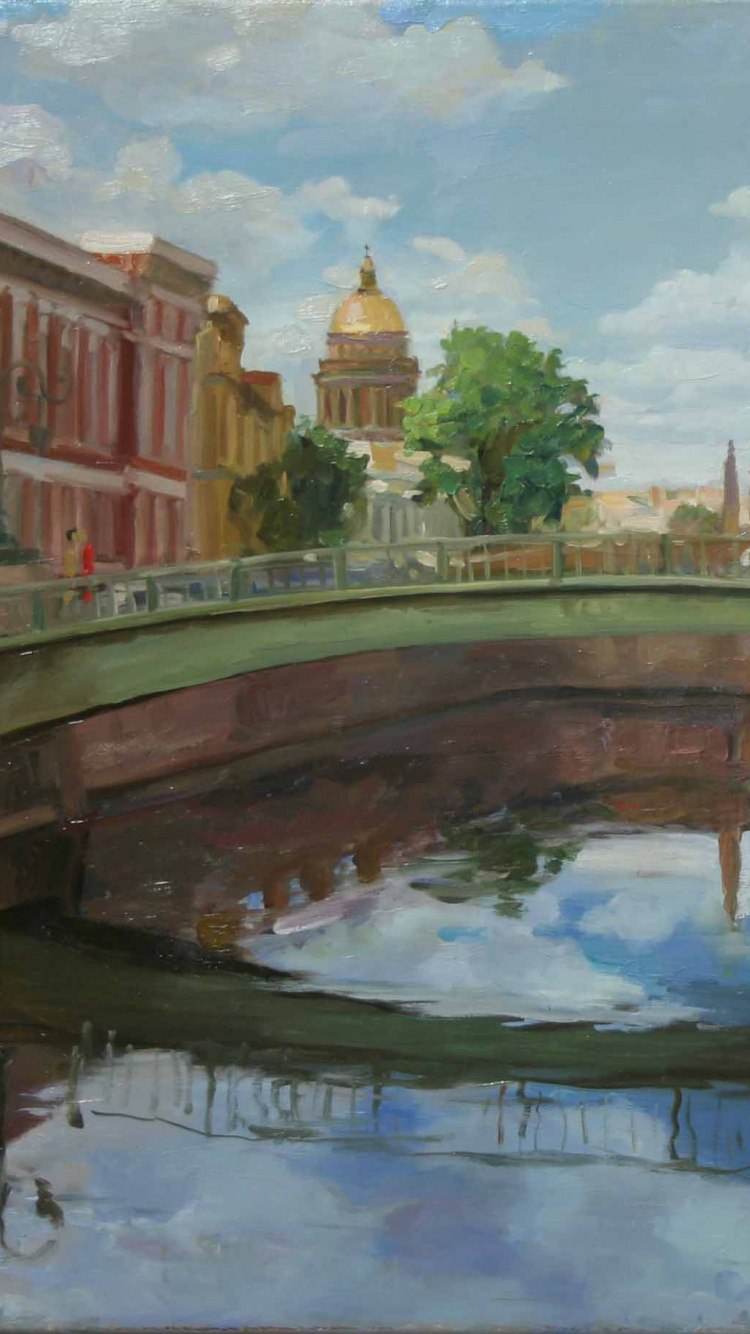 运河, 水彩画, 水道 壁纸 750x1334 允许