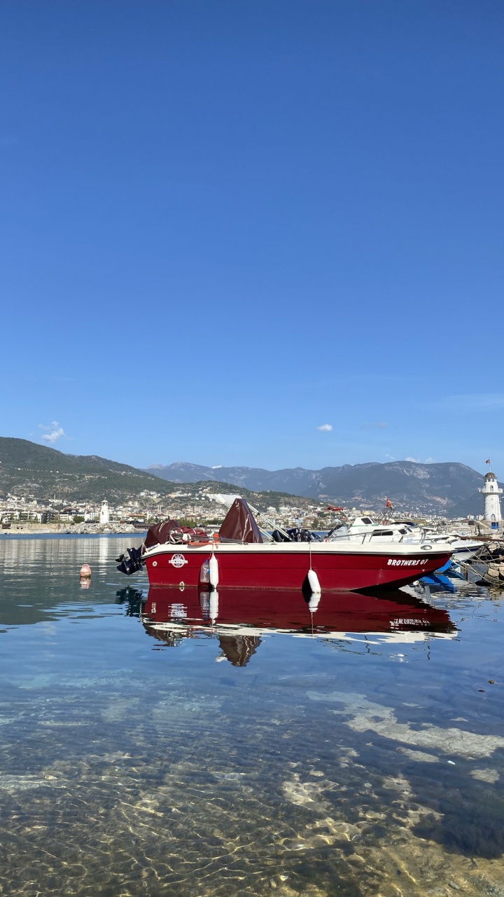 Reflection, Water, Watercraft, Boat, Mountain. Wallpaper in 720x1280 Resolution