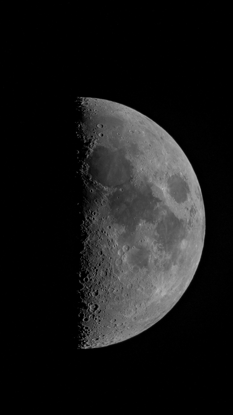 Graustufenfoto Von Vollmond. Wallpaper in 750x1334 Resolution