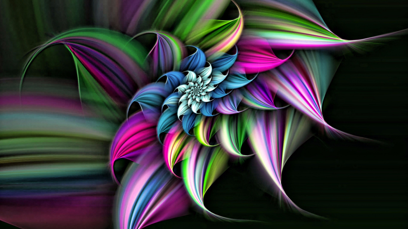 Purple and Green Flower Illustration. Wallpaper in 1366x768 Resolution