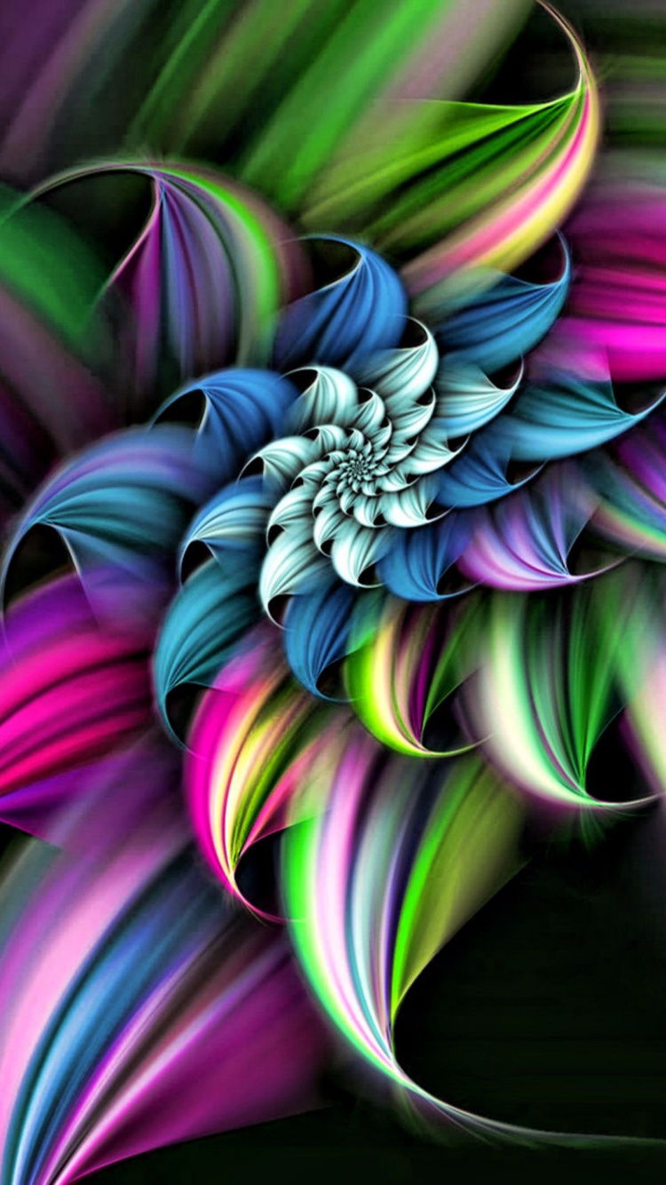 Purple and Green Flower Illustration. Wallpaper in 750x1334 Resolution
