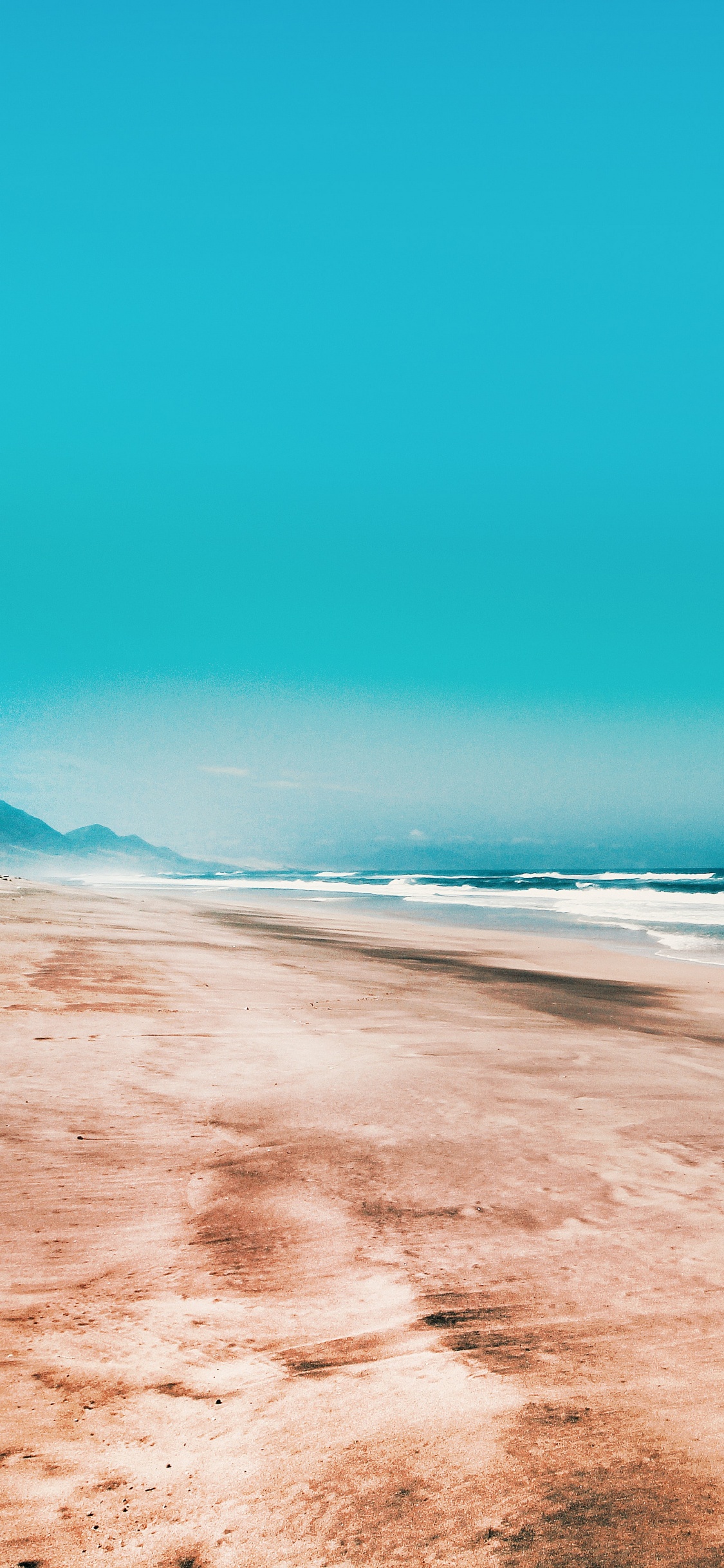 Beach, Shore, Sand, Blue, Sea. Wallpaper in 1125x2436 Resolution