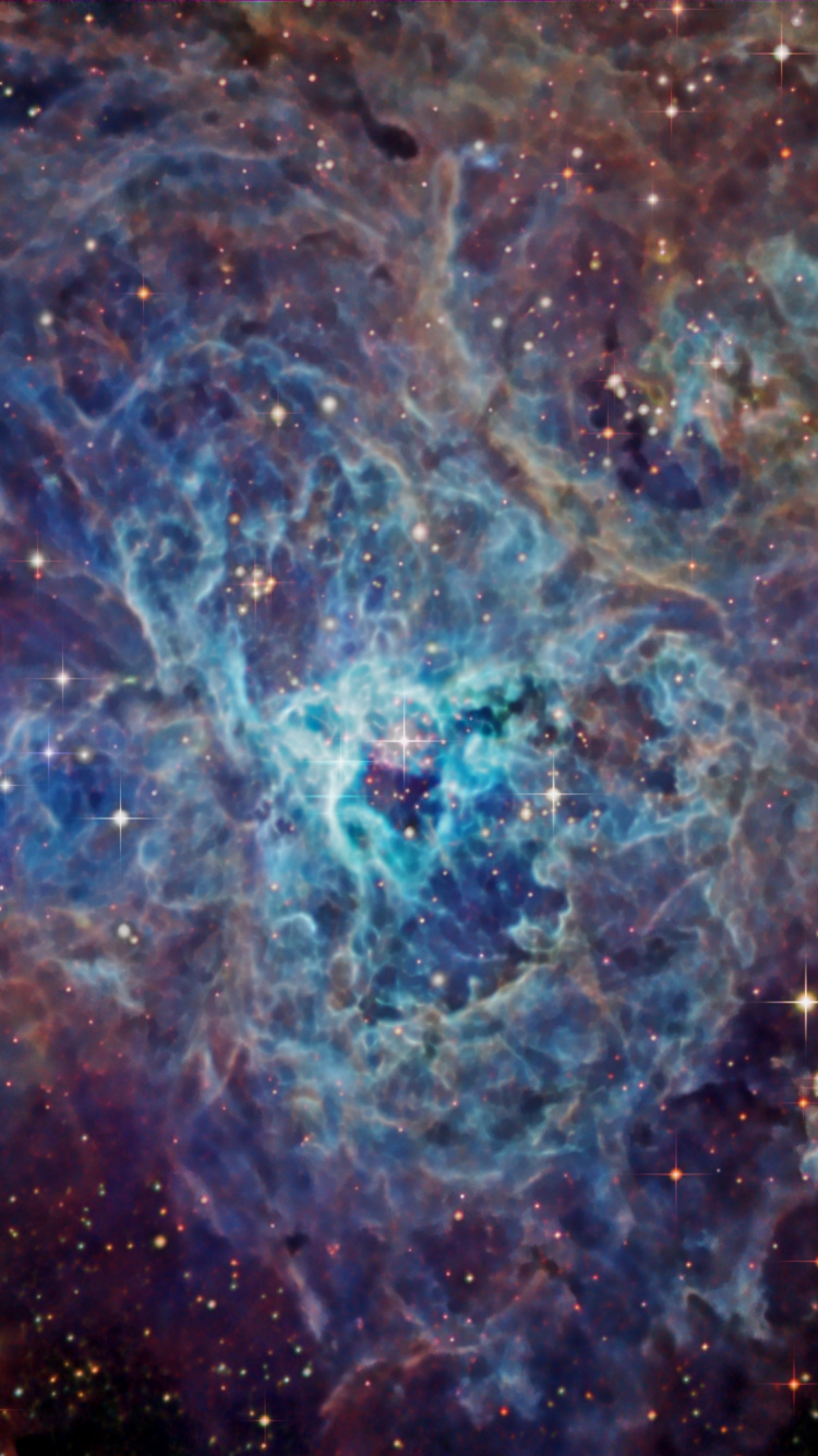 Blaue Und Schwarze Galaxieillustration. Wallpaper in 750x1334 Resolution