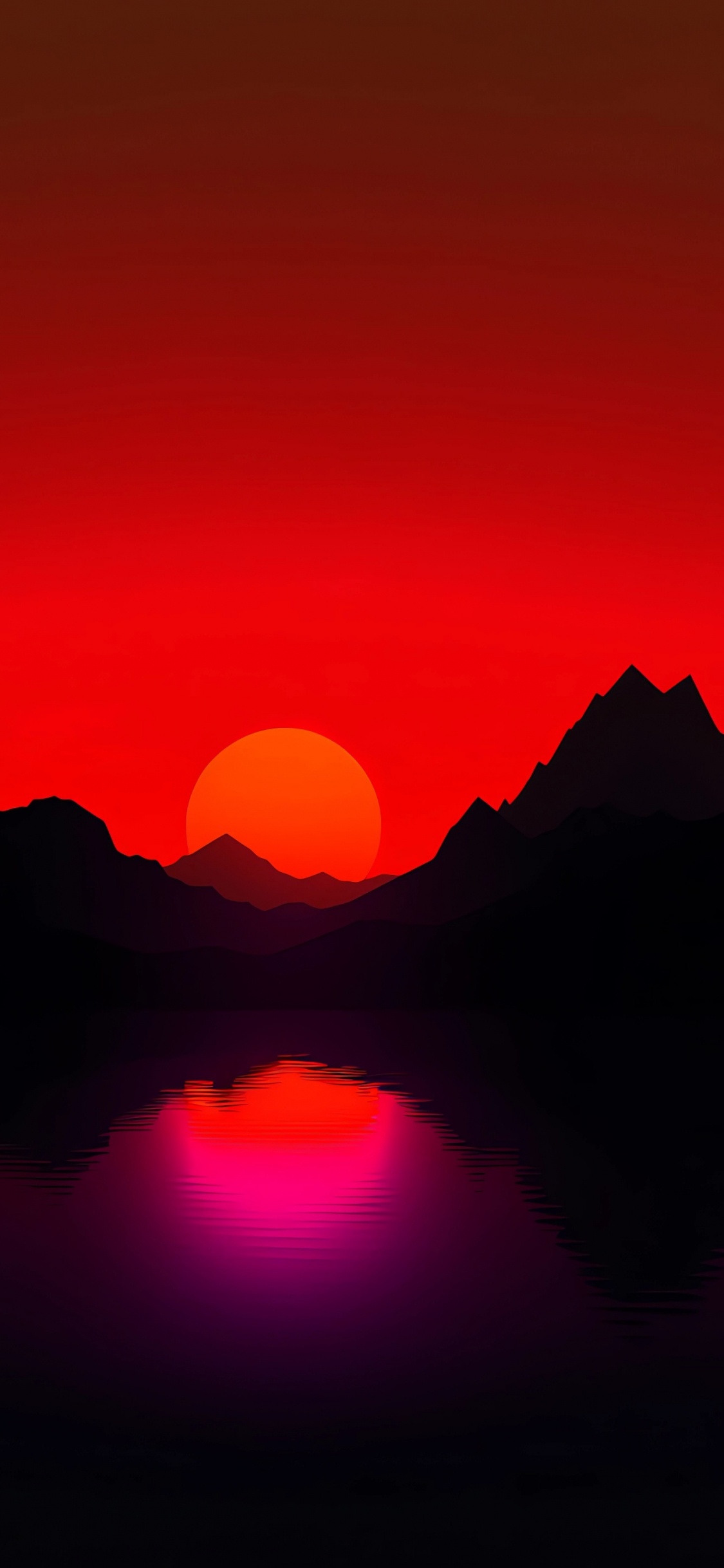 Afterglow, Wasser, Orange, Naturlandschaft, Gewässer. Wallpaper in 1125x2436 Resolution