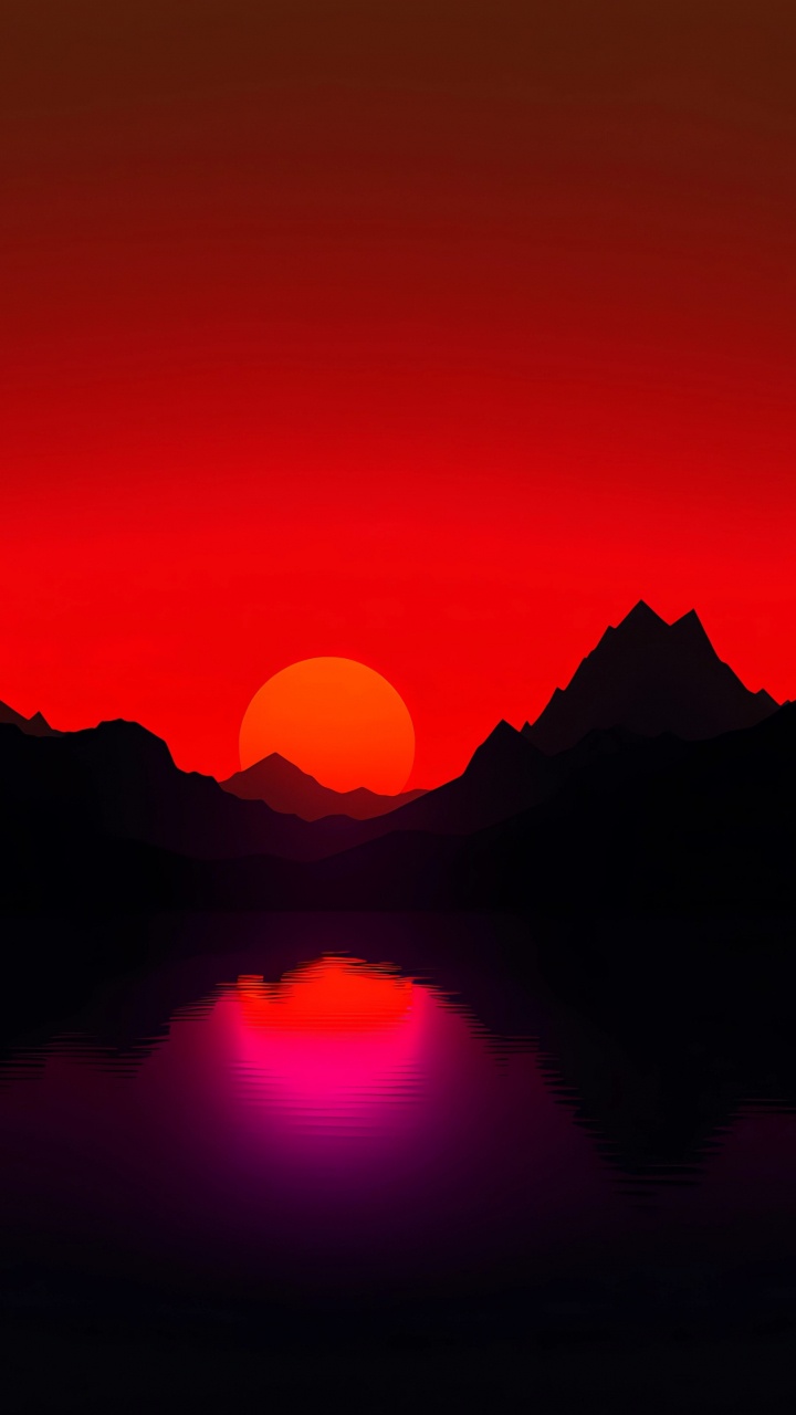 Afterglow, Wasser, Orange, Naturlandschaft, Gewässer. Wallpaper in 720x1280 Resolution