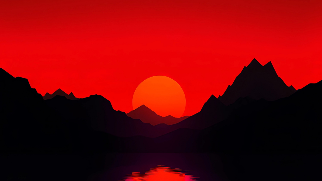1366x768 Red Mountains Morning Minimal 4k Laptop HD ,HD 4k Wallpapers ,Images,Backgrounds,Photos and Pictures