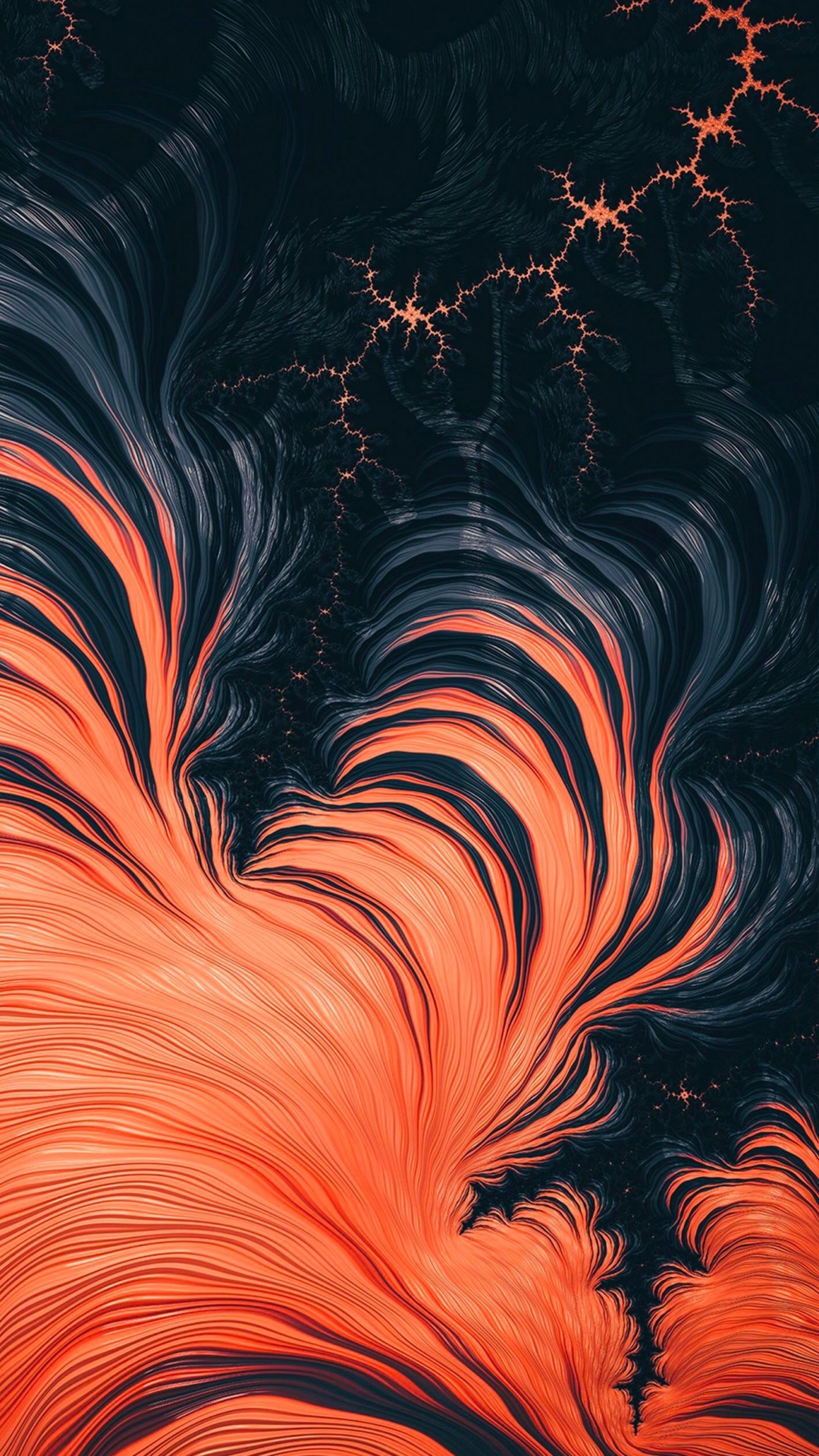 Lave, Orange, Art, Ligne, Red. Wallpaper in 1080x1920 Resolution