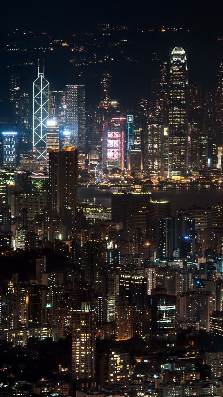 Skyline Der Stadt Bei Nacht Night. Wallpaper in 720x1280 Resolution