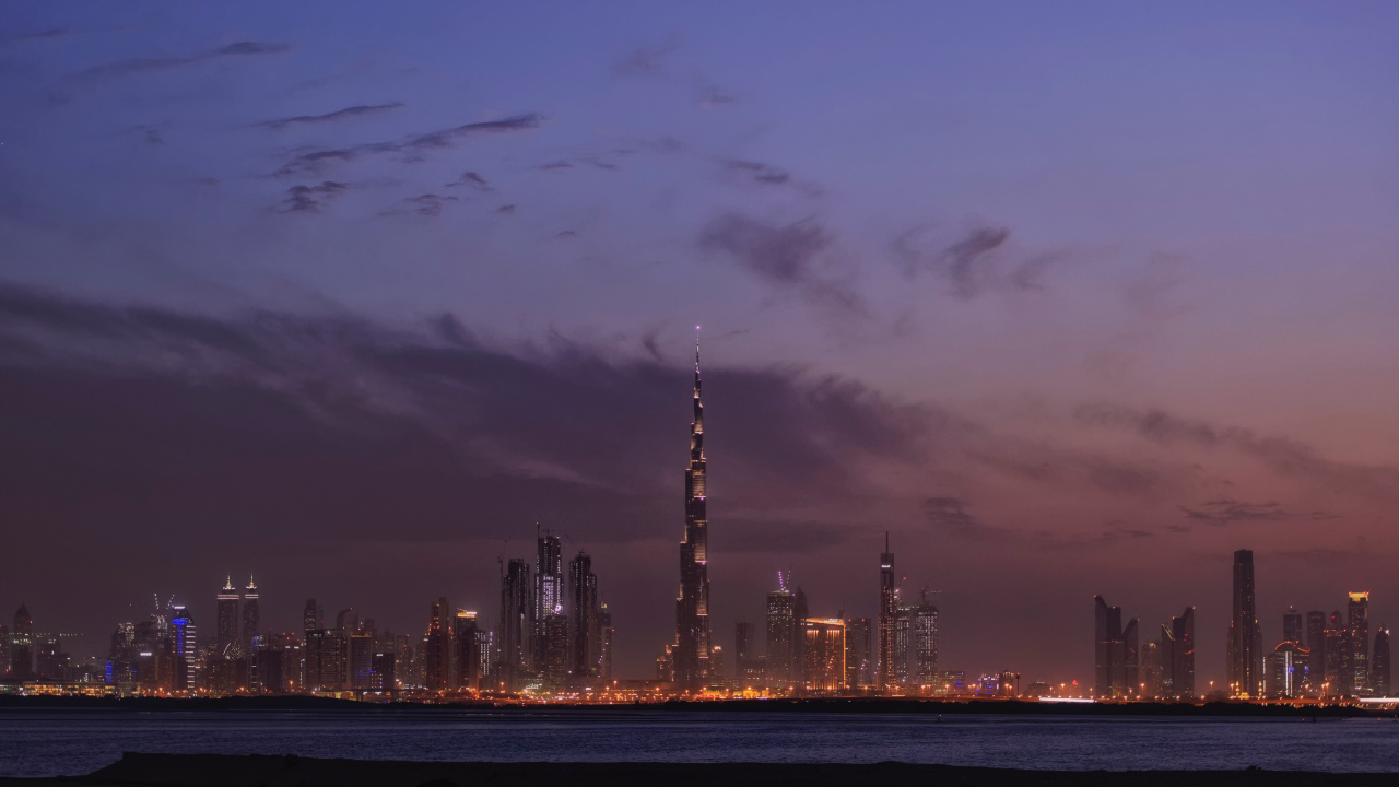 City Skyline During Night Time. Wallpaper in 1280x720 Resolution