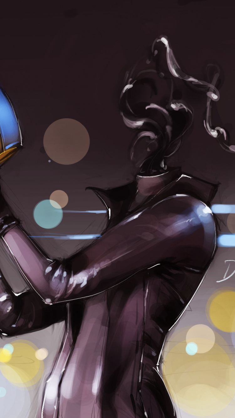 Illustration de Robot Noir et Jaune. Wallpaper in 750x1334 Resolution