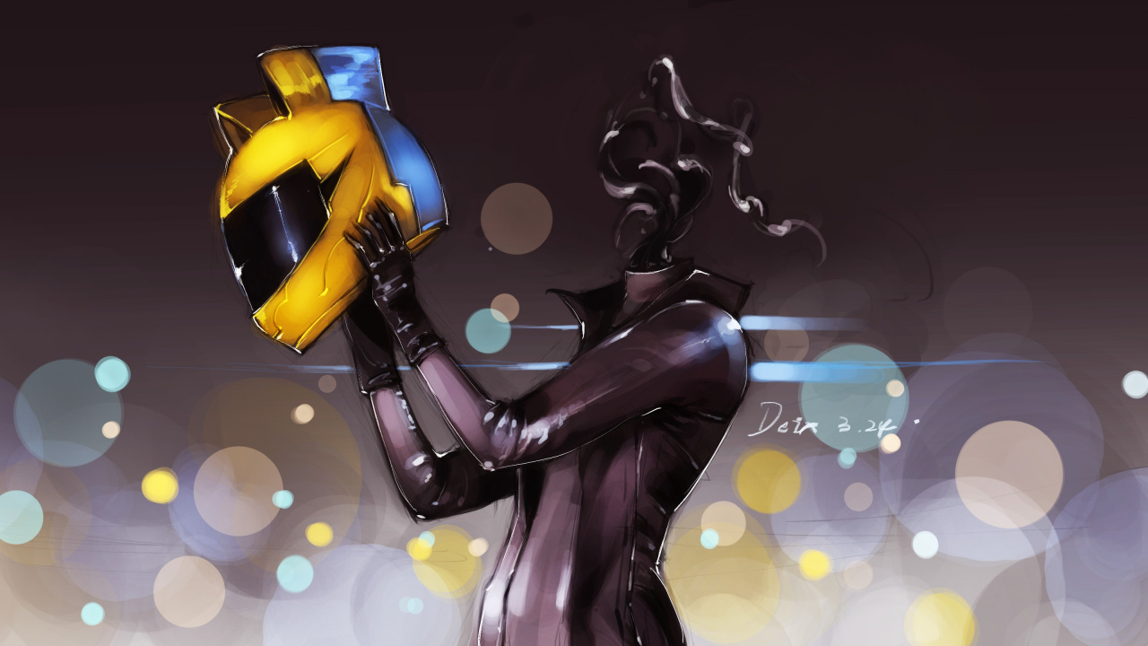 Black and Yellow Robot Illustration. Wallpaper in 1280x720 Resolution