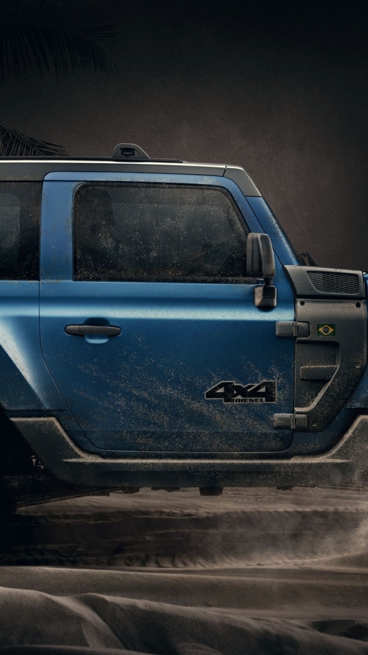 Blue and White Suv on Road. Wallpaper in 720x1280 Resolution