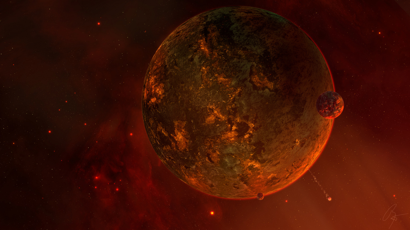 Vollmond Mit Sternen in Der Nacht. Wallpaper in 1366x768 Resolution