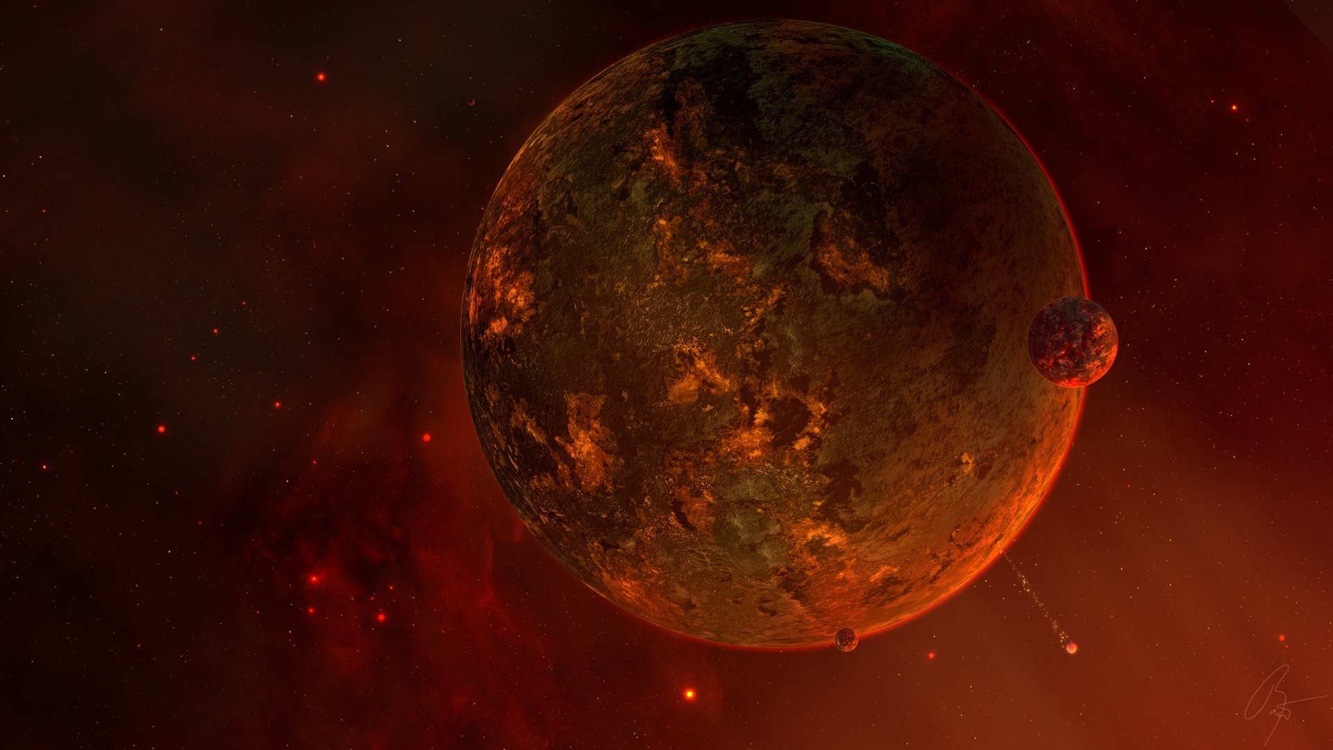 Vollmond Mit Sternen in Der Nacht. Wallpaper in 1920x1080 Resolution