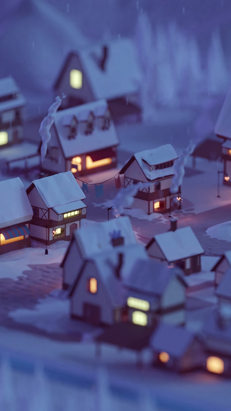 Low Poly Winter, Low Poly, Winter, House, Freezing. Wallpaper in 750x1334 Resolution