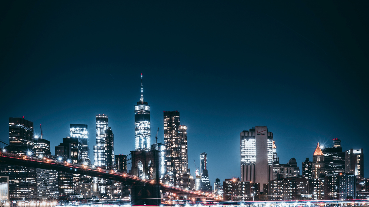 City Skyline During Night Time. Wallpaper in 1280x720 Resolution