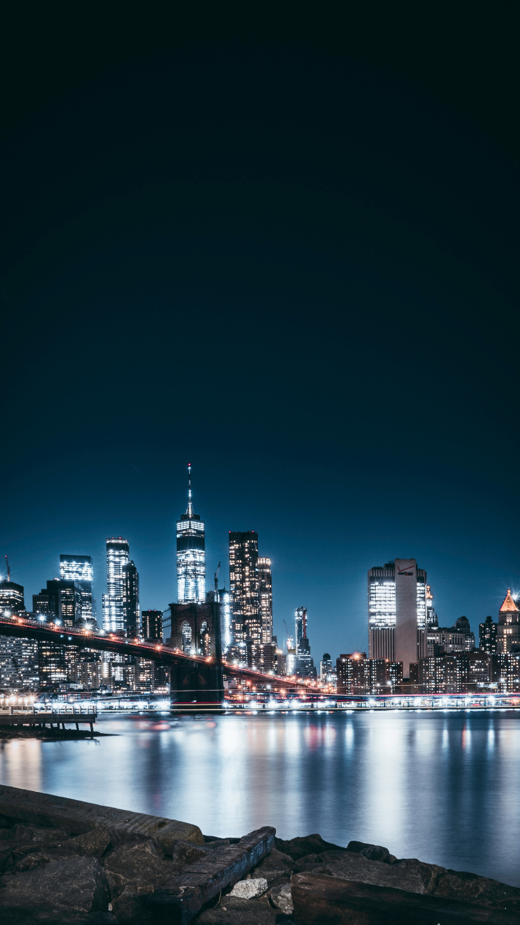 City Skyline During Night Time. Wallpaper in 750x1334 Resolution