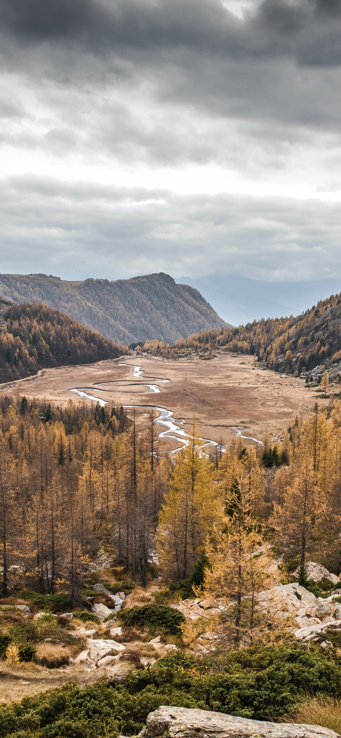 Mountain, Nature, Valley, Landscape, River. Wallpaper in 1125x2436 Resolution