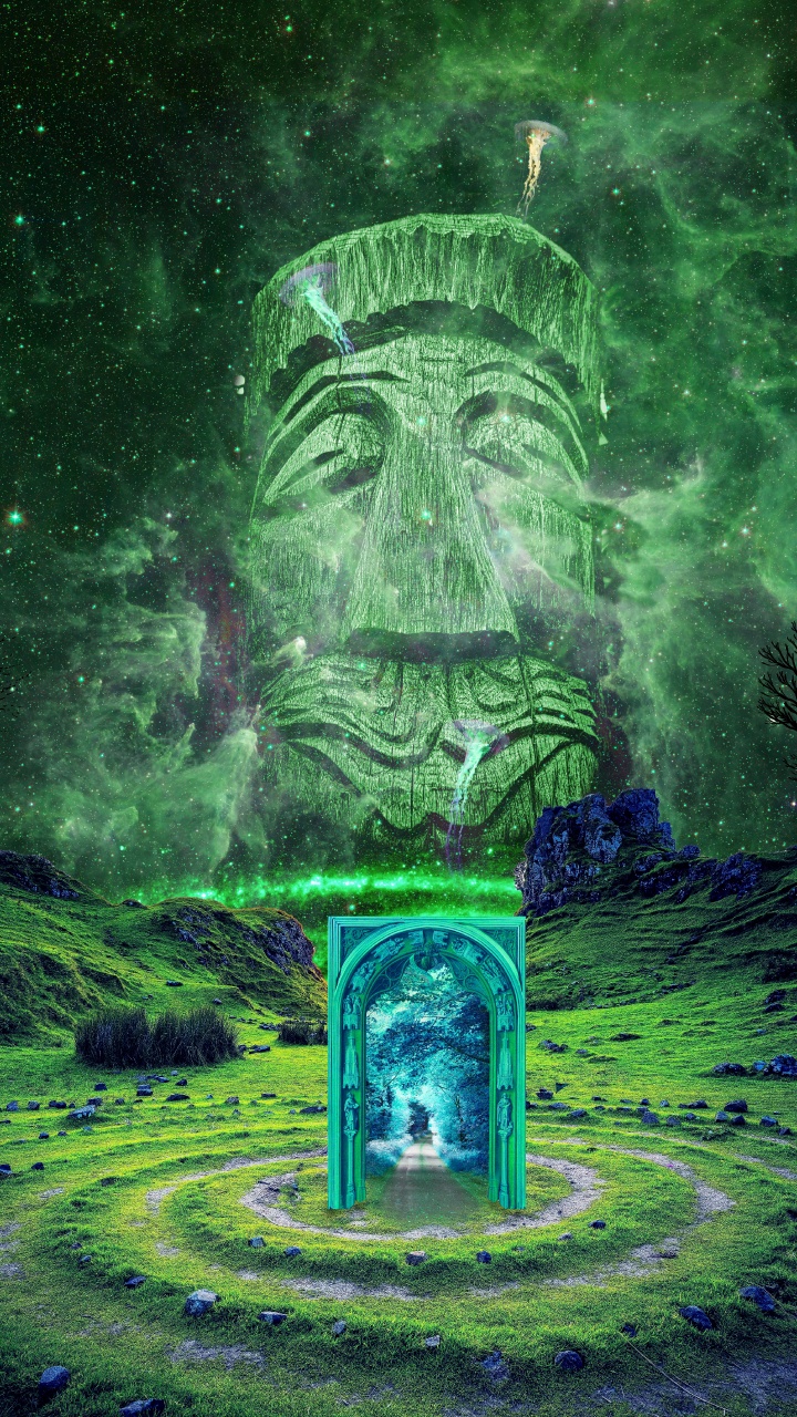 Fuente de Agua Verde y Morada. Wallpaper in 720x1280 Resolution