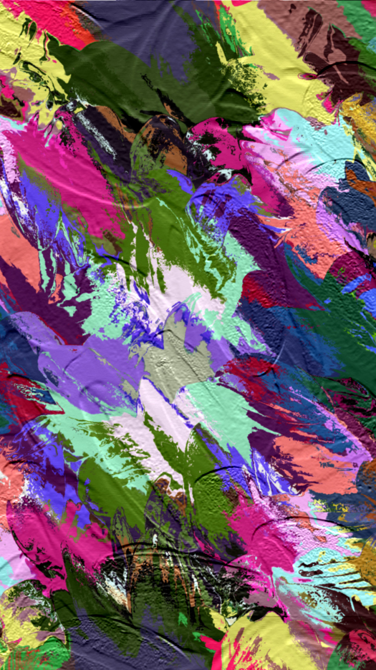 Pintura Abstracta Violeta Naranja y Amarilla. Wallpaper in 750x1334 Resolution