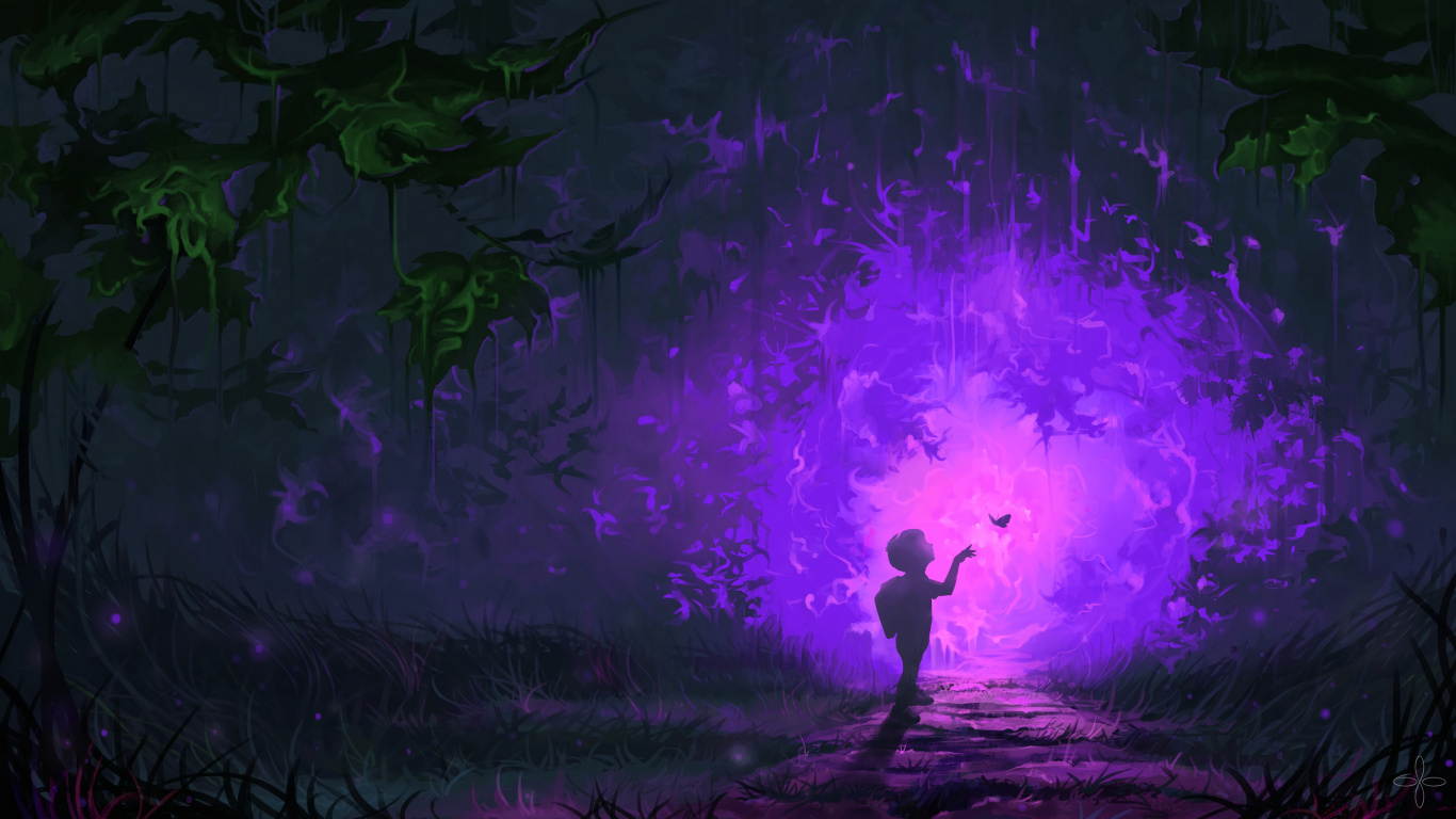 Hombre de Pie en Luz Morada. Wallpaper in 1366x768 Resolution