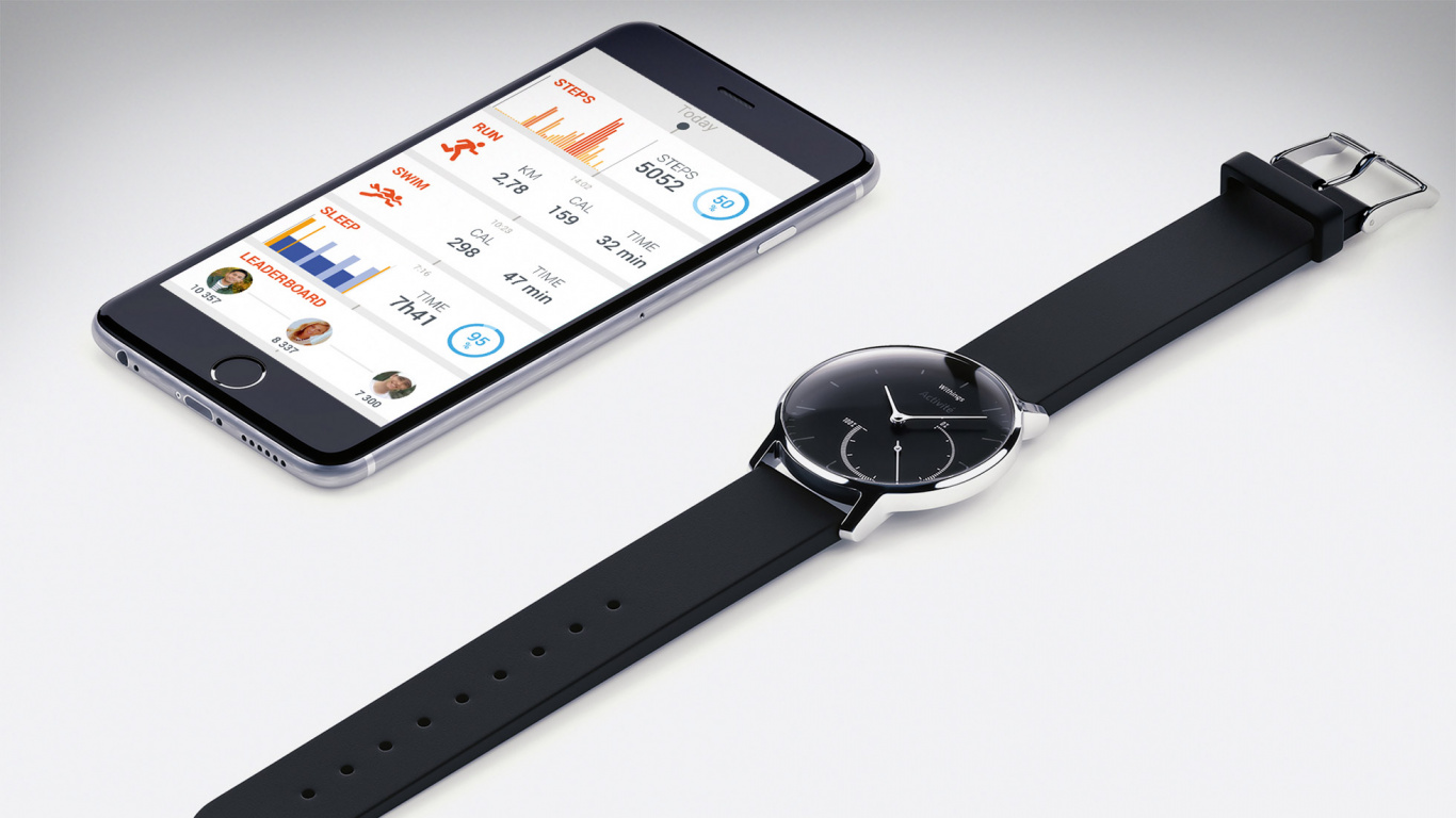 Iphone 6 Plateado al Lado Del Reloj Analógico Redondo Negro. Wallpaper in 1366x768 Resolution