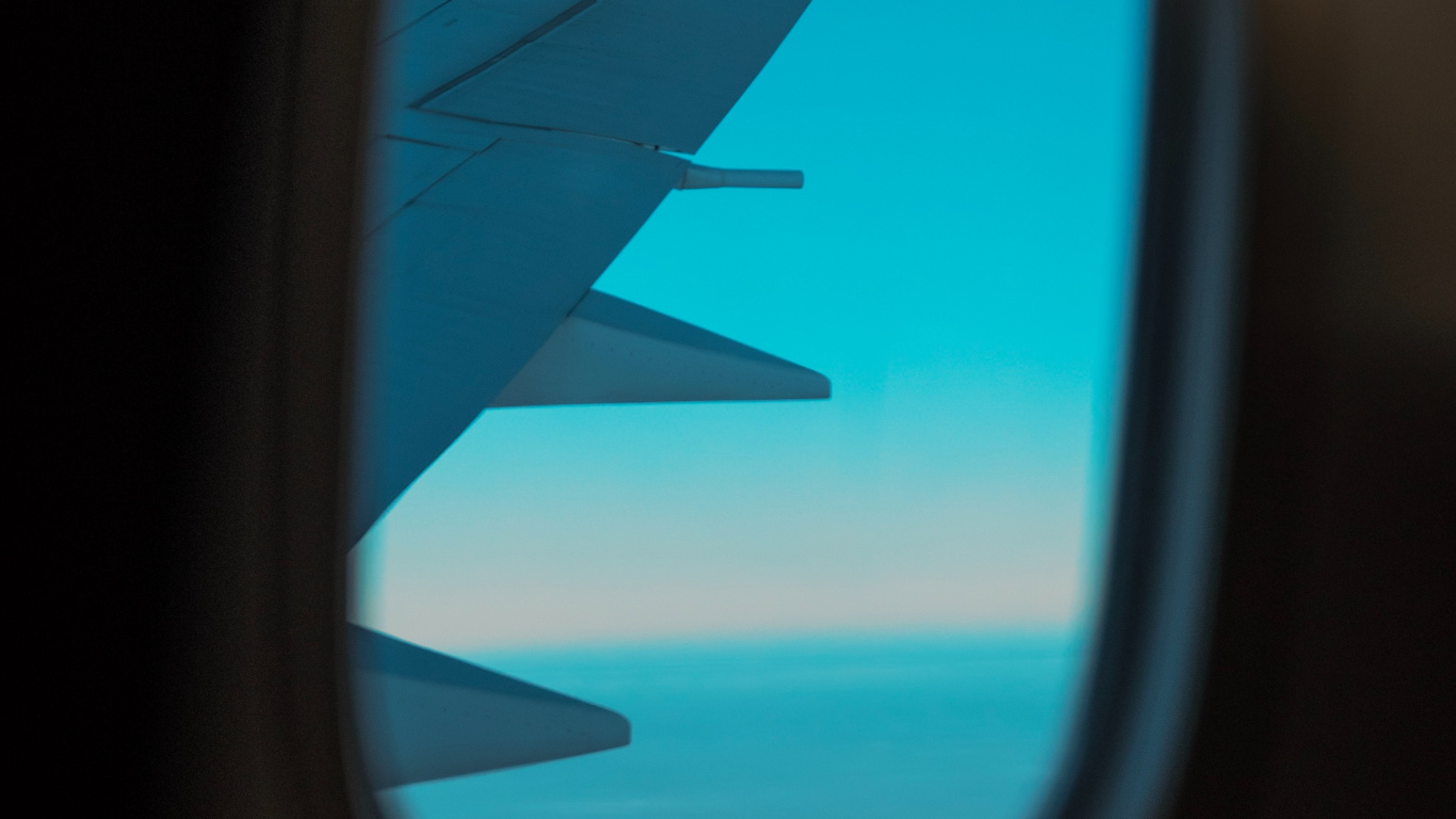 Ala de Avión Blanco y Azul. Wallpaper in 1366x768 Resolution