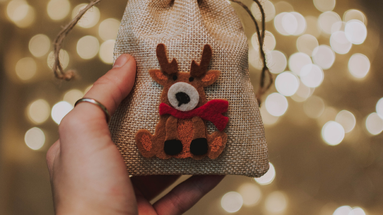 Person Mit Grauer Und Roter Strickmütze. Wallpaper in 1280x720 Resolution