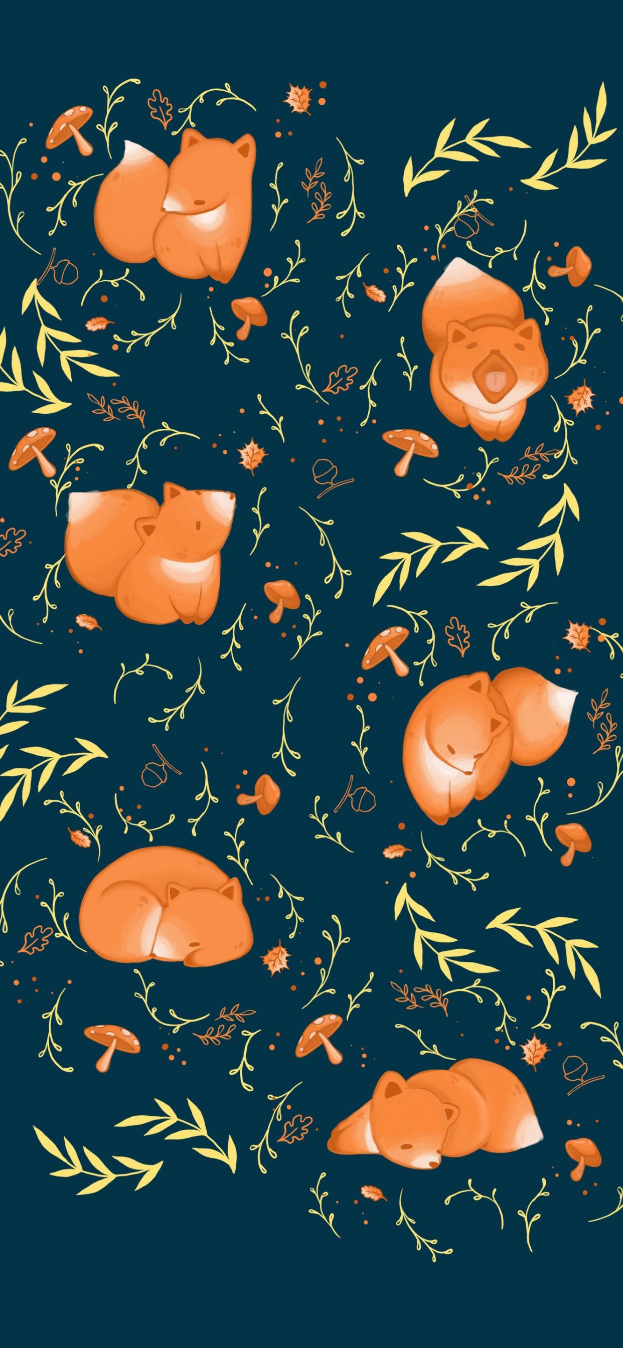 Illustration de Fleur Orange et Blanche. Wallpaper in 1242x2688 Resolution