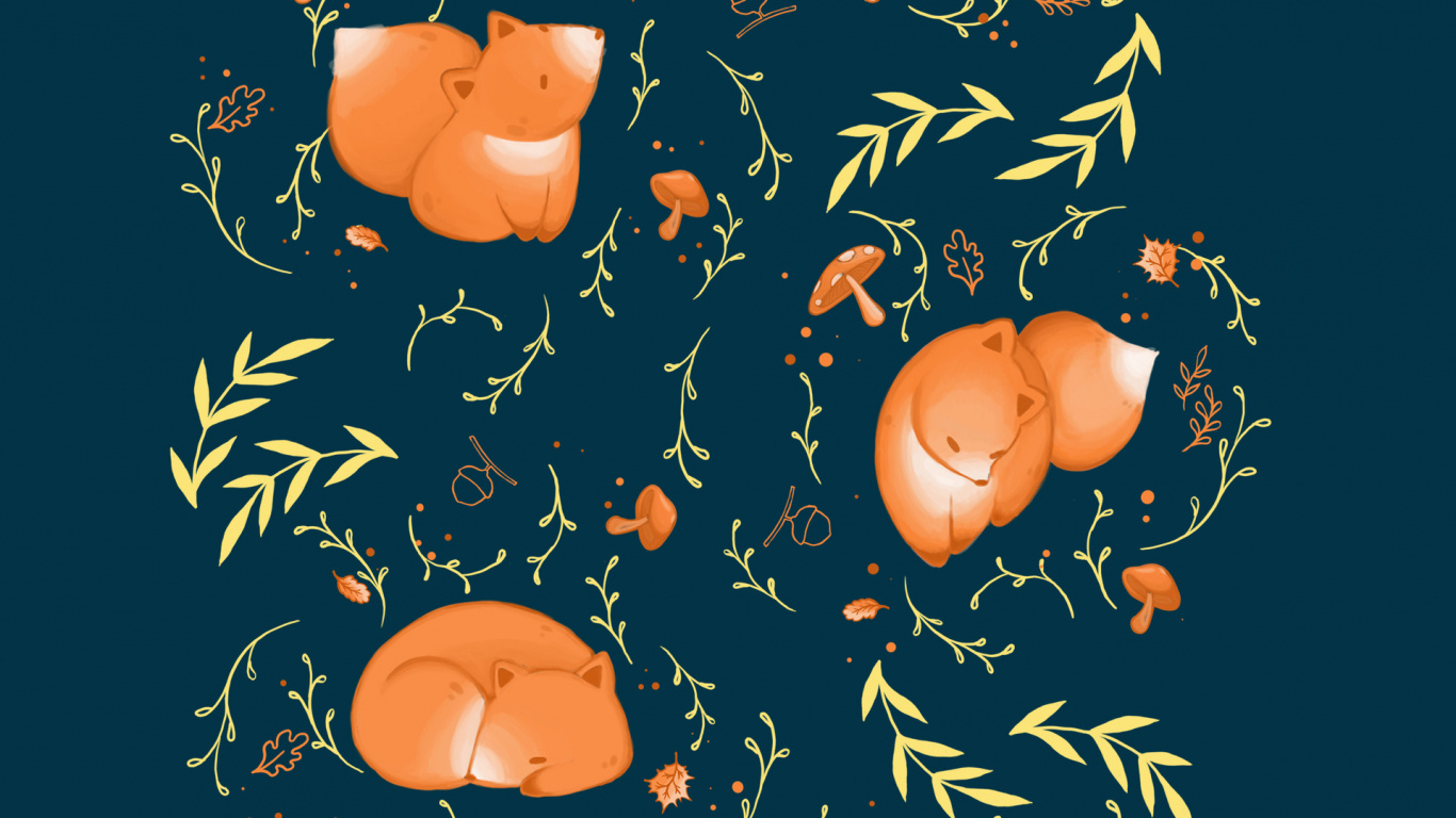 Orange and White Flower Illustration. Wallpaper in 1366x768 Resolution