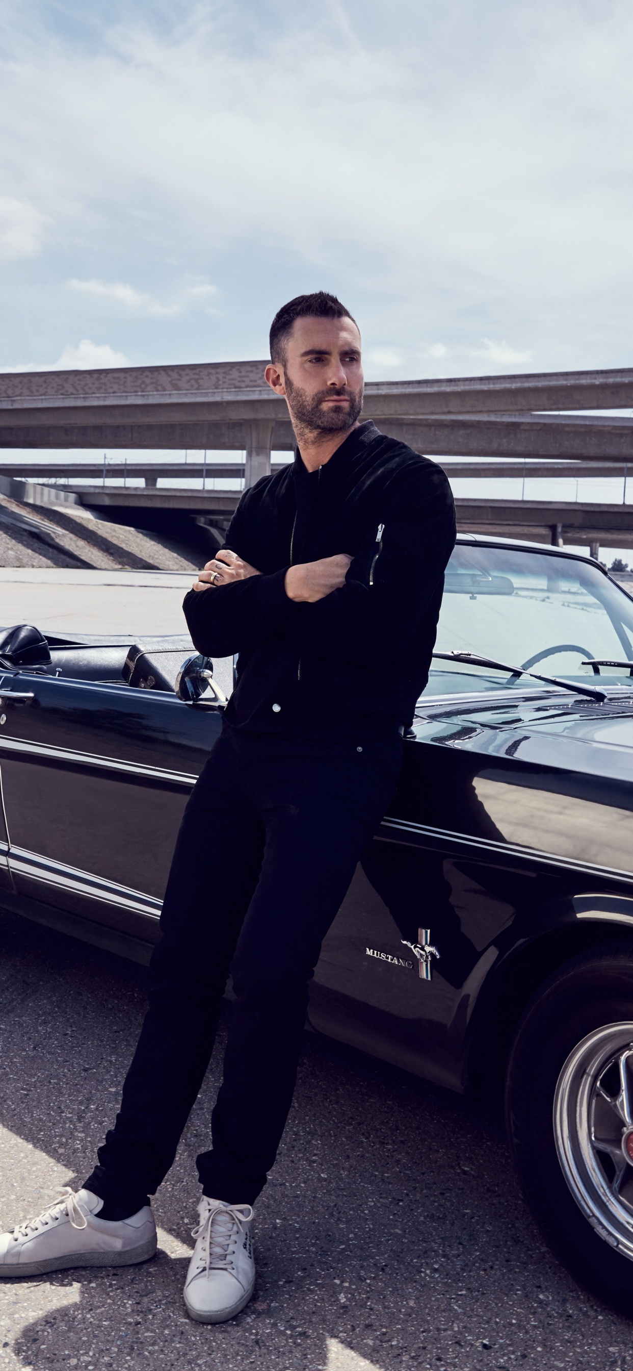 Adam Levine, Maroon 5, Car, Muscle Car, Classic Car. Wallpaper in 1242x2688 Resolution