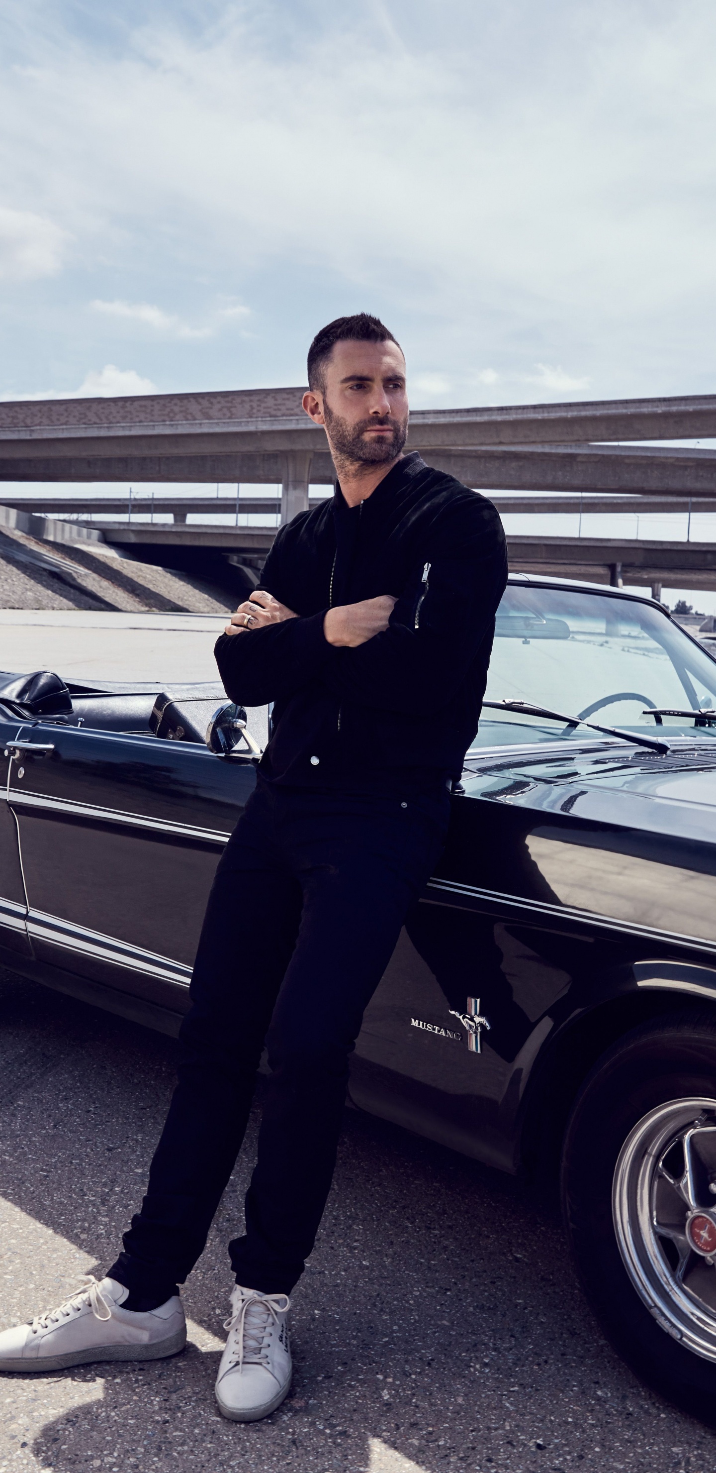 Adam Levine, Maroon 5, Car, Muscle Car, Classic Car. Wallpaper in 1440x2960 Resolution