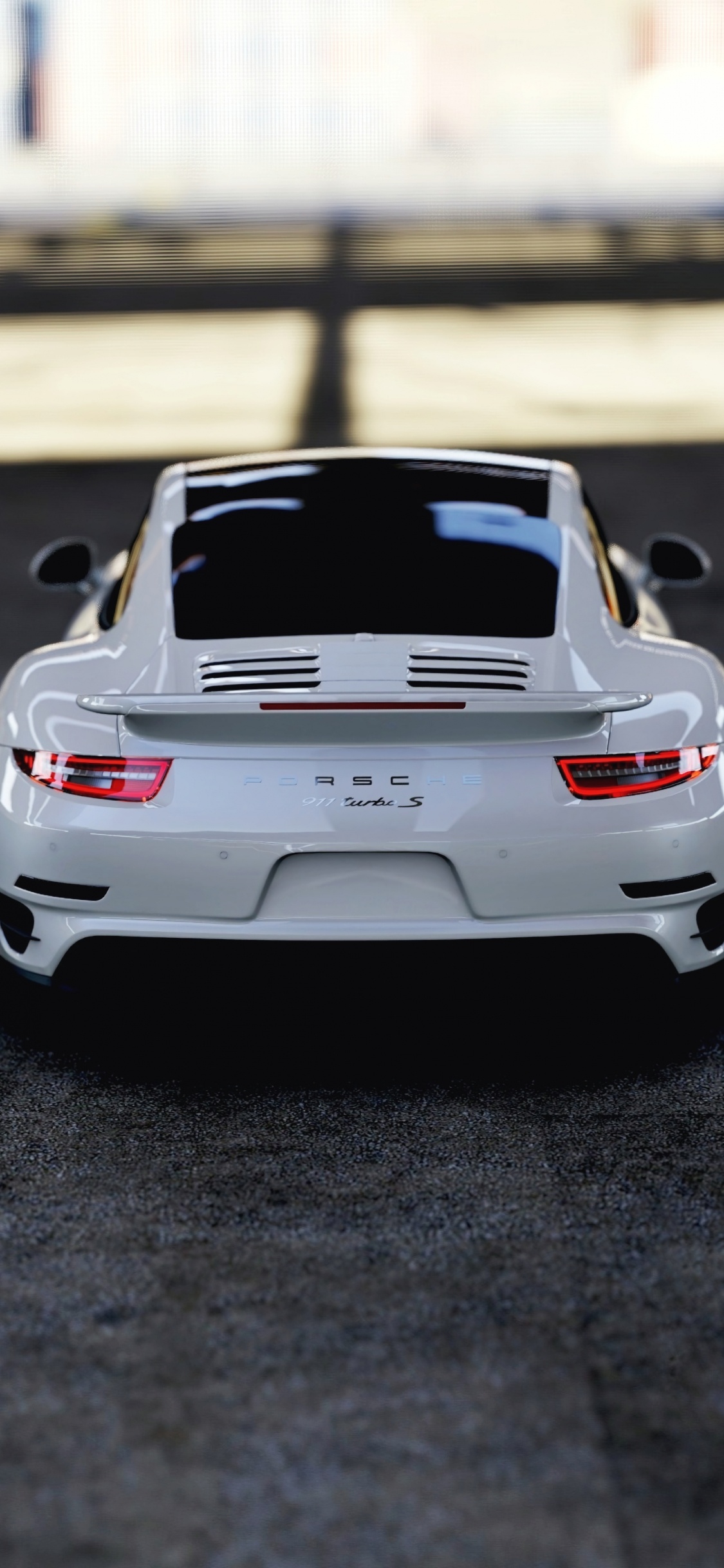 Porsche 911 Blanche Sur Route Pendant la Journée. Wallpaper in 1125x2436 Resolution