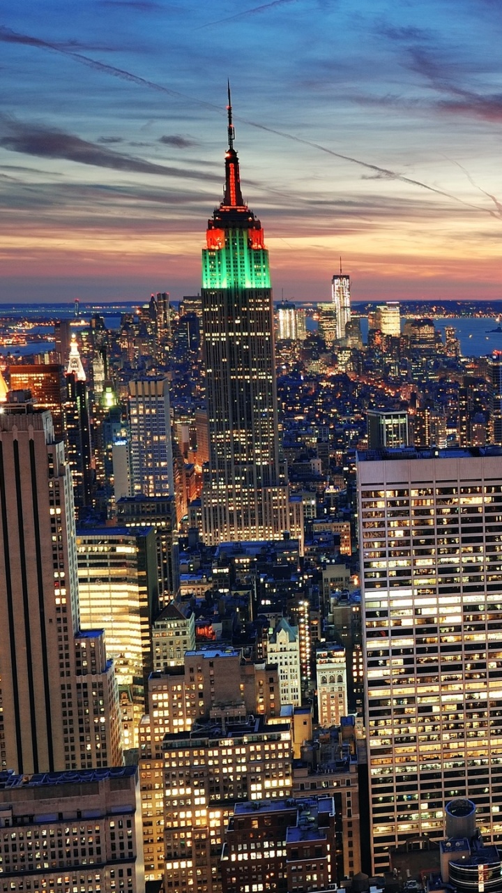 Aerial View of City Buildings During Night Time. Wallpaper in 720x1280 Resolution