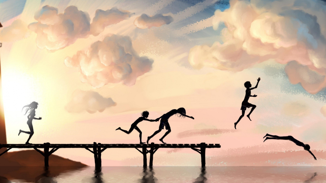 Silueta, Calma, Video, Infancia, Mañana. Wallpaper in 1366x768 Resolution