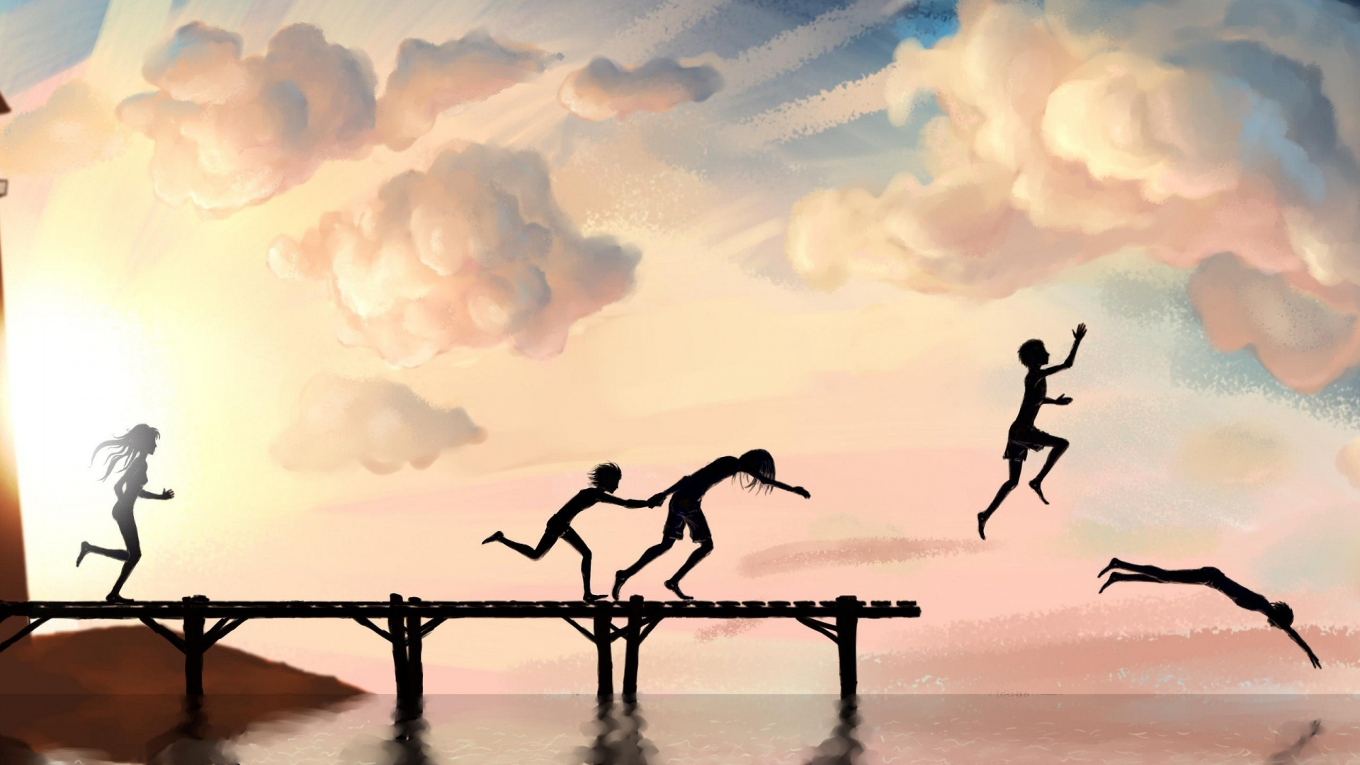 Silueta, Calma, Video, Infancia, Mañana. Wallpaper in 1920x1080 Resolution