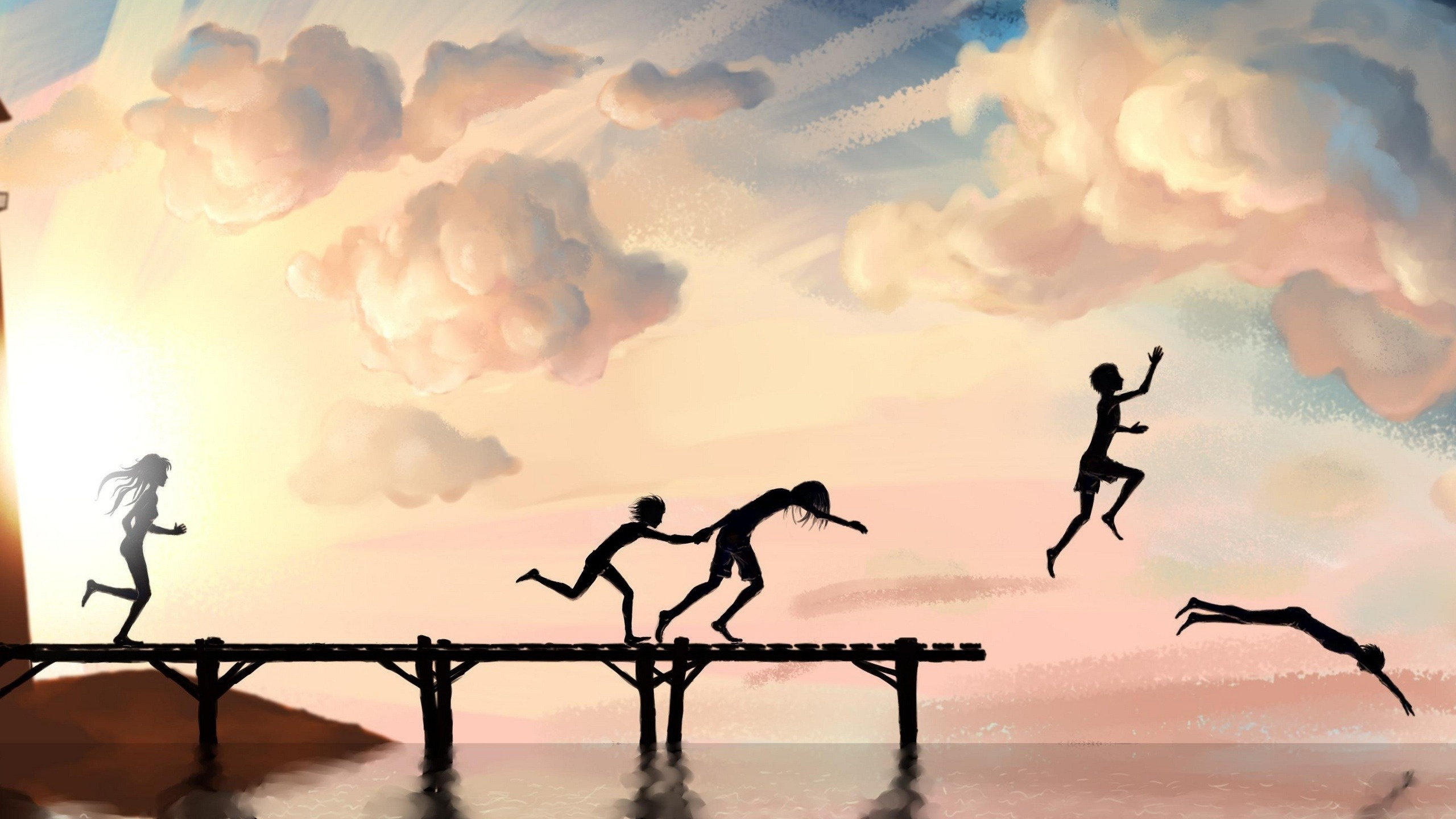 Silueta, Calma, Video, Infancia, Mañana. Wallpaper in 2560x1440 Resolution