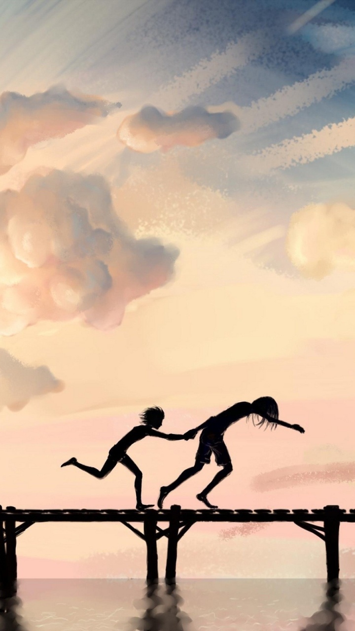 Painting, Silhouette, Calm, Cloud, Unfaded. Wallpaper in 720x1280 Resolution