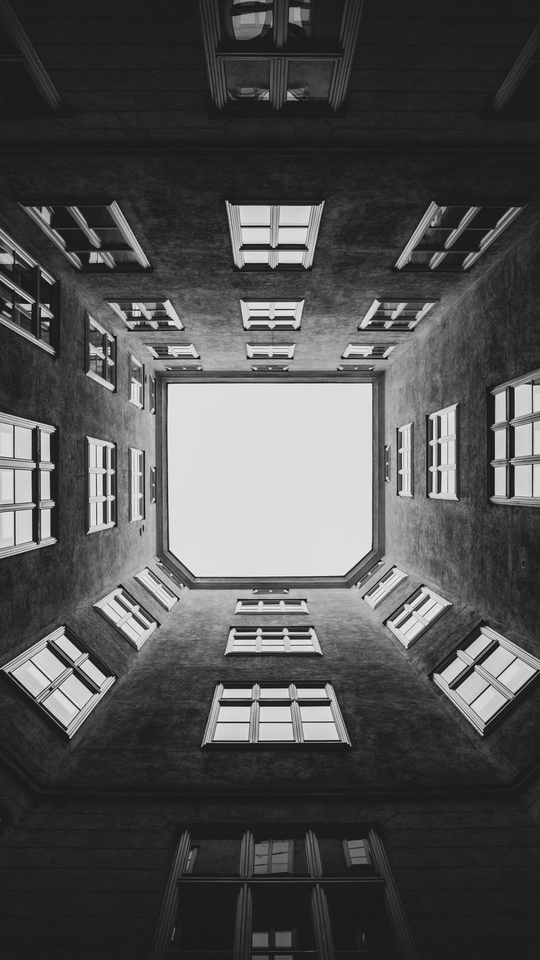 Grayscale Photo of Building Interior. Wallpaper in 1080x1920 Resolution