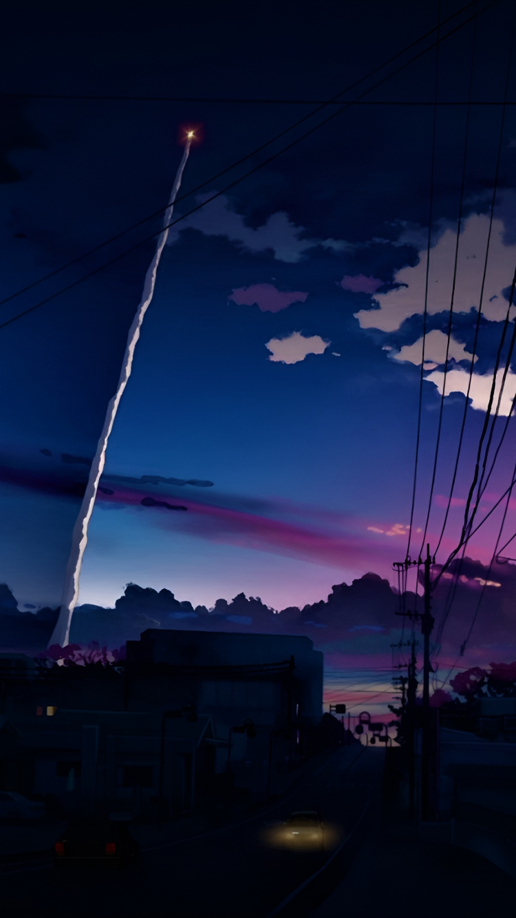 Anime, Aesthetics, Art, Landscape, Cloud. Wallpaper in 750x1334 Resolution