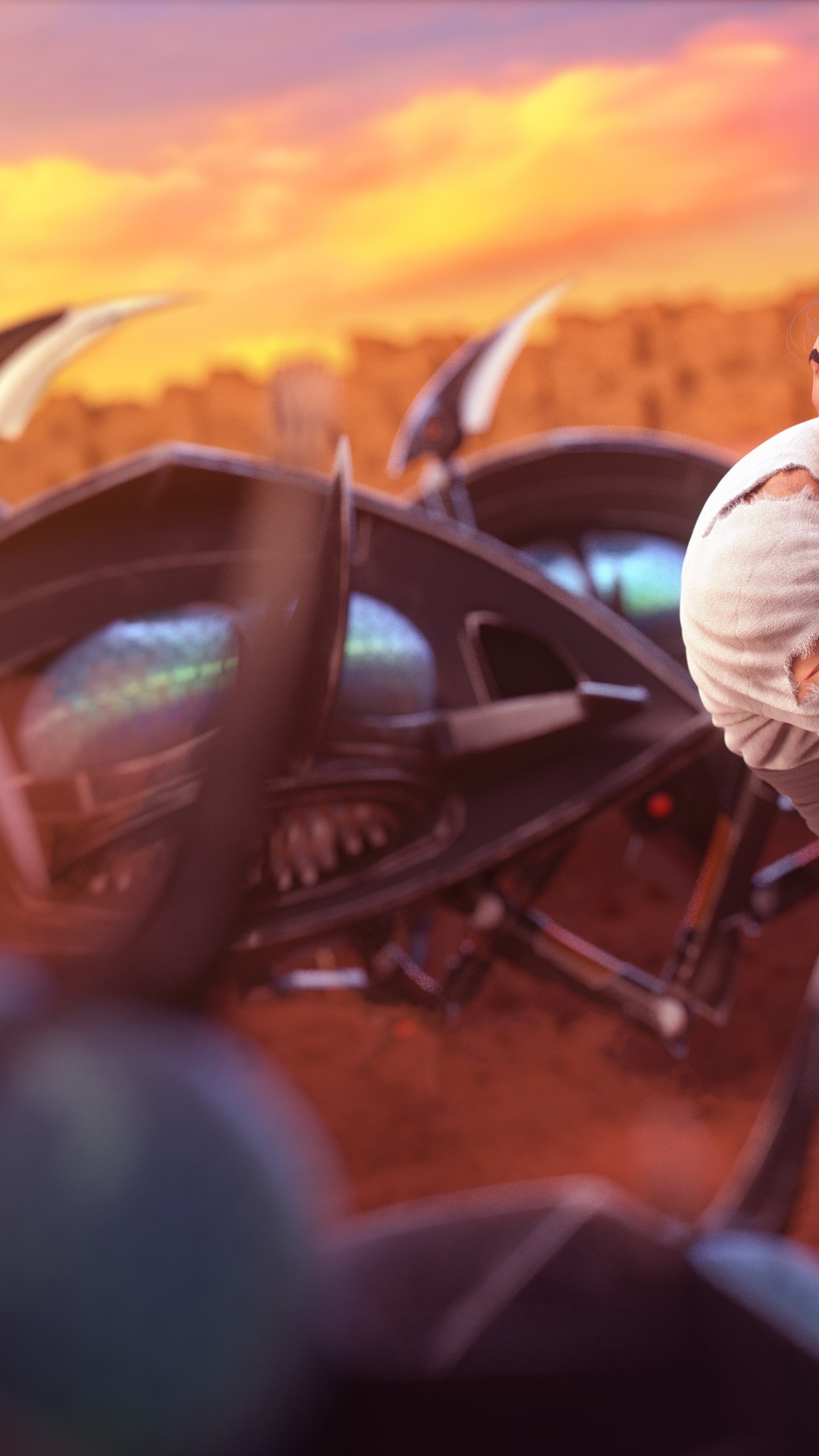 Man in White T-shirt Sitting on Motorcycle During Sunset. Wallpaper in 1440x2560 Resolution